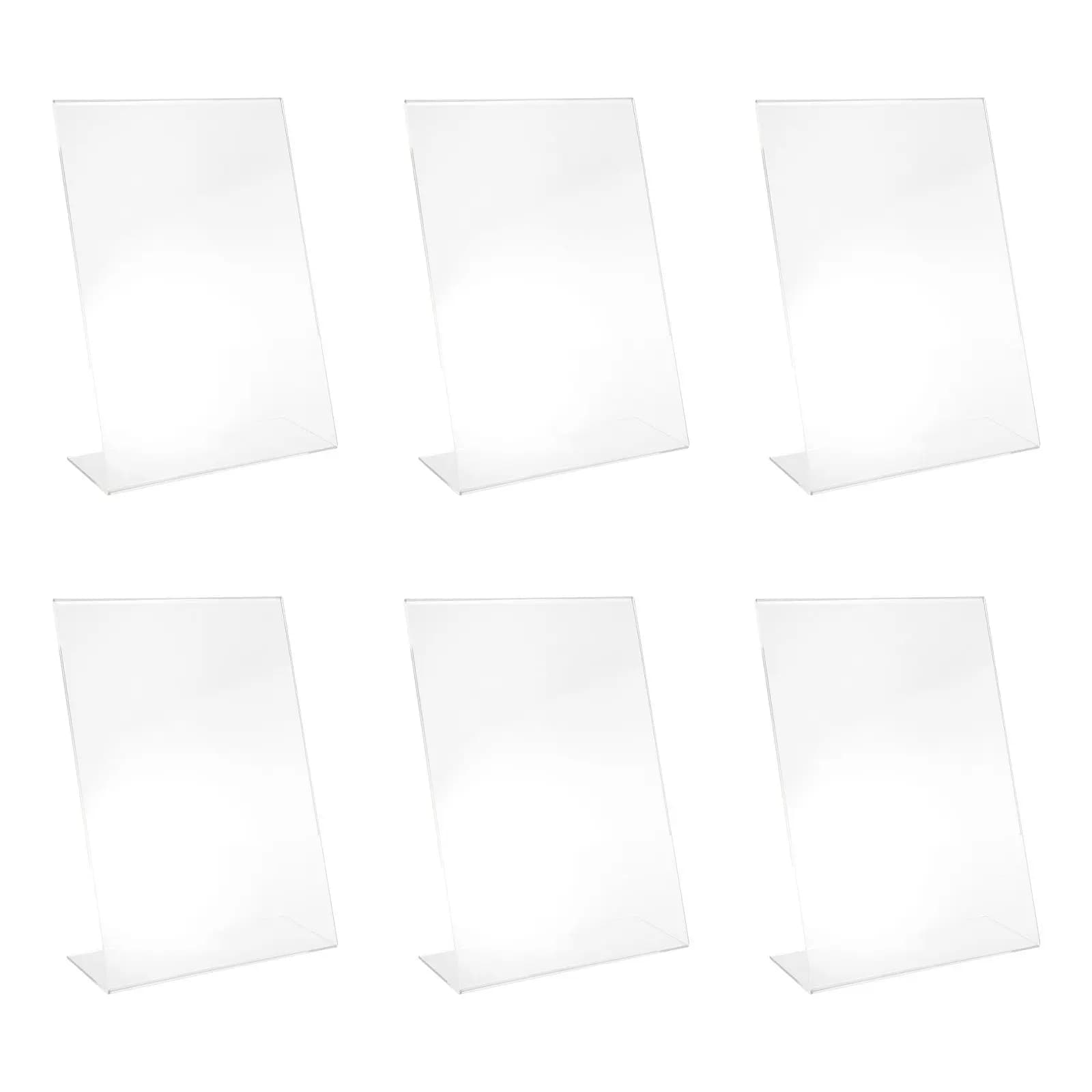 Portaetichette in acrilico a forma di L, 6 pezzi, trasparente, per esposizione prezzi, facile da rimuovere, senza bisogno di attrezzi, per prodotti e merci.