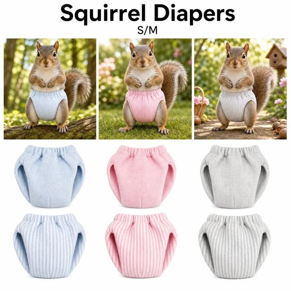 Absorbent Squirrel Diapers Breathable Elasticity Squirrel Underwear Leak-Proof Reusable Small Pet Diapers Incontinence Care