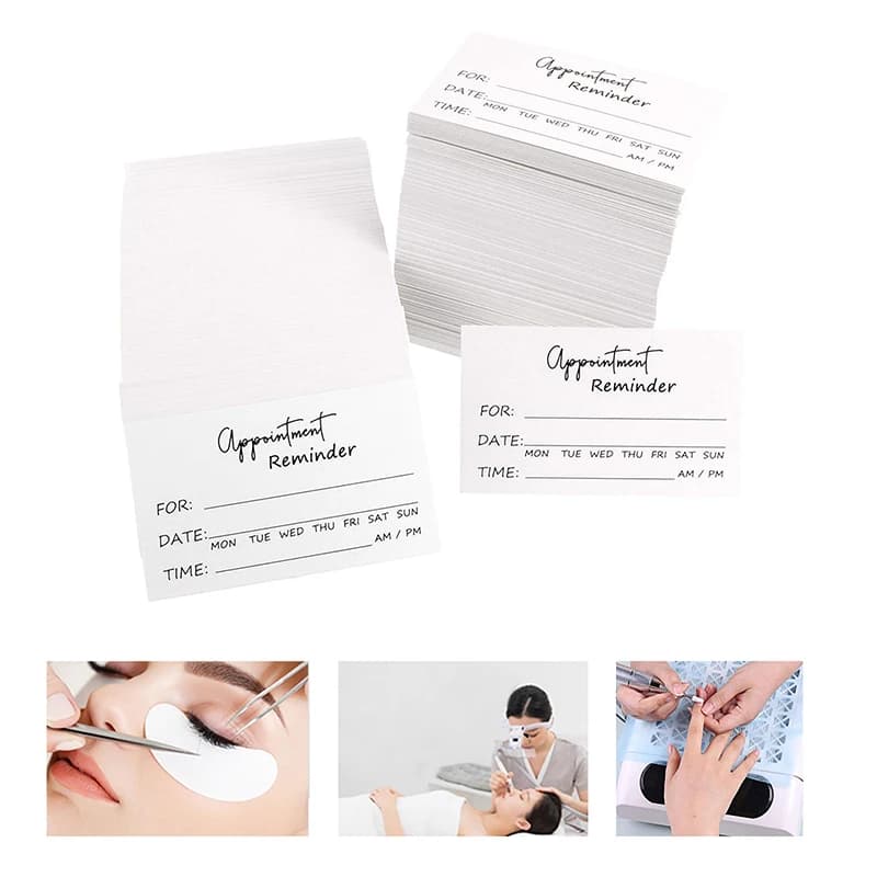 Carta di promemoria per appuntamenti creativi Carte di pagine per profili del cliente Carta di promemoria per nail art e parrucchiere