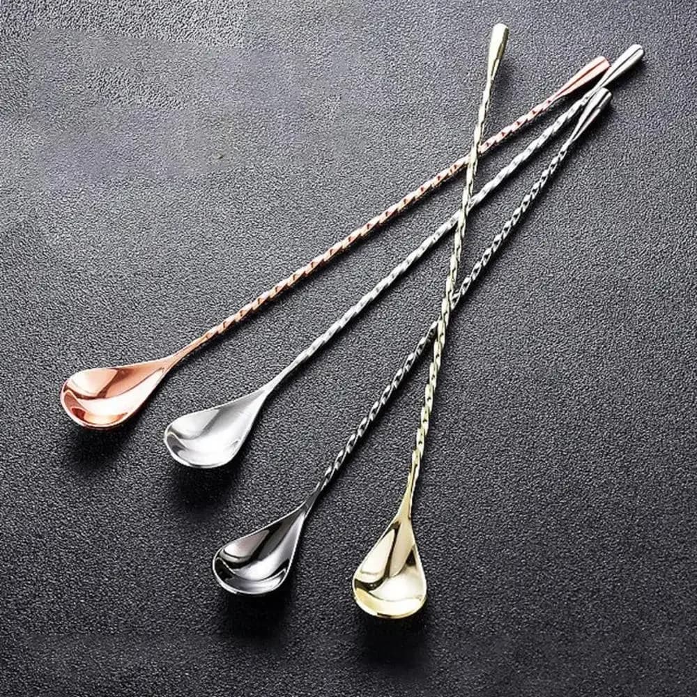 Agitatori per cocktail con manico lungo 30 cm Barista Bastone di miscelazione Cucchiaio Kit Barman in acciaio inossidabile Accessori Shaker per whisky Bar Cucina