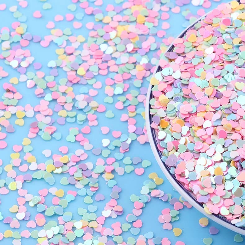 3mm Love Heart Paillettes scintillanti Paillettes per additivi per melma Kit di forniture accessori per melma fai-da-te riempitivo per soffice argilla chiara