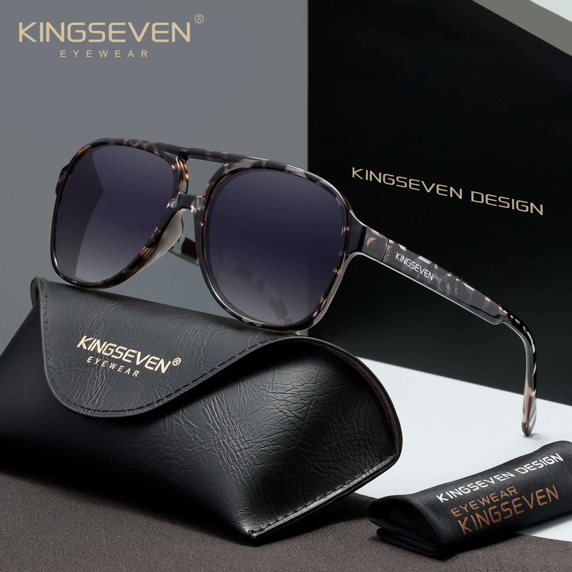 KINGSEVEN Vintage Pilot UV400 Polarized Sunglasses Fashion Unisex Travel Driving Eyewear For Sports Daily Wear