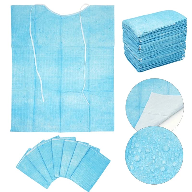 30Pcs Disposable Dental Bib Scarf Waterproof Paper Neckerchief Cleaning Pad Towels Dentist Accessories