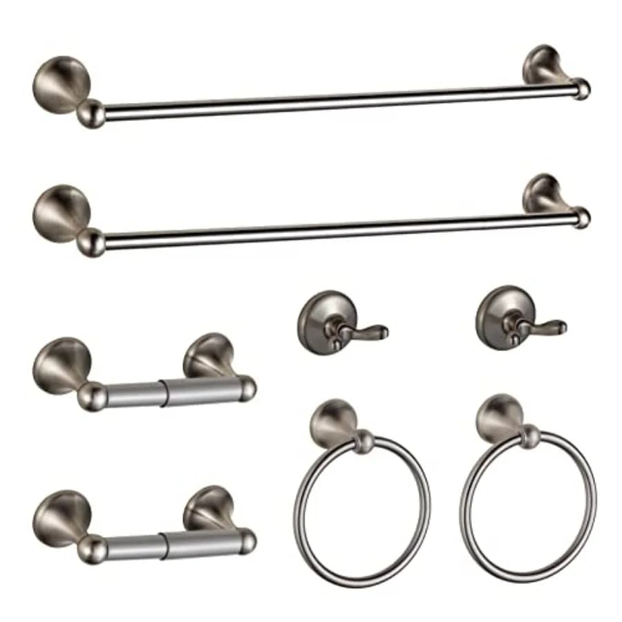 Set di Accessori per Bagno, Portasciugamani Regolabili ed Espandibili, Set di 8 Pezzi da Parete