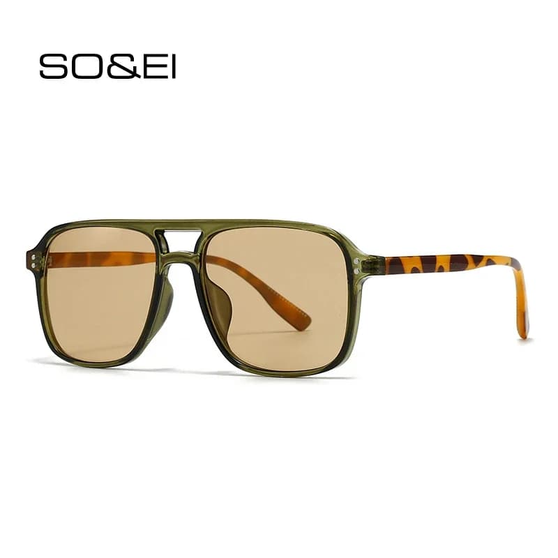 SO&EI Moda Doppi Ponti Rivetti Quadrati Occhiali da Sole da Donna Retro Uomo Sfumature Sfumate UV400 Occhiali da Sole