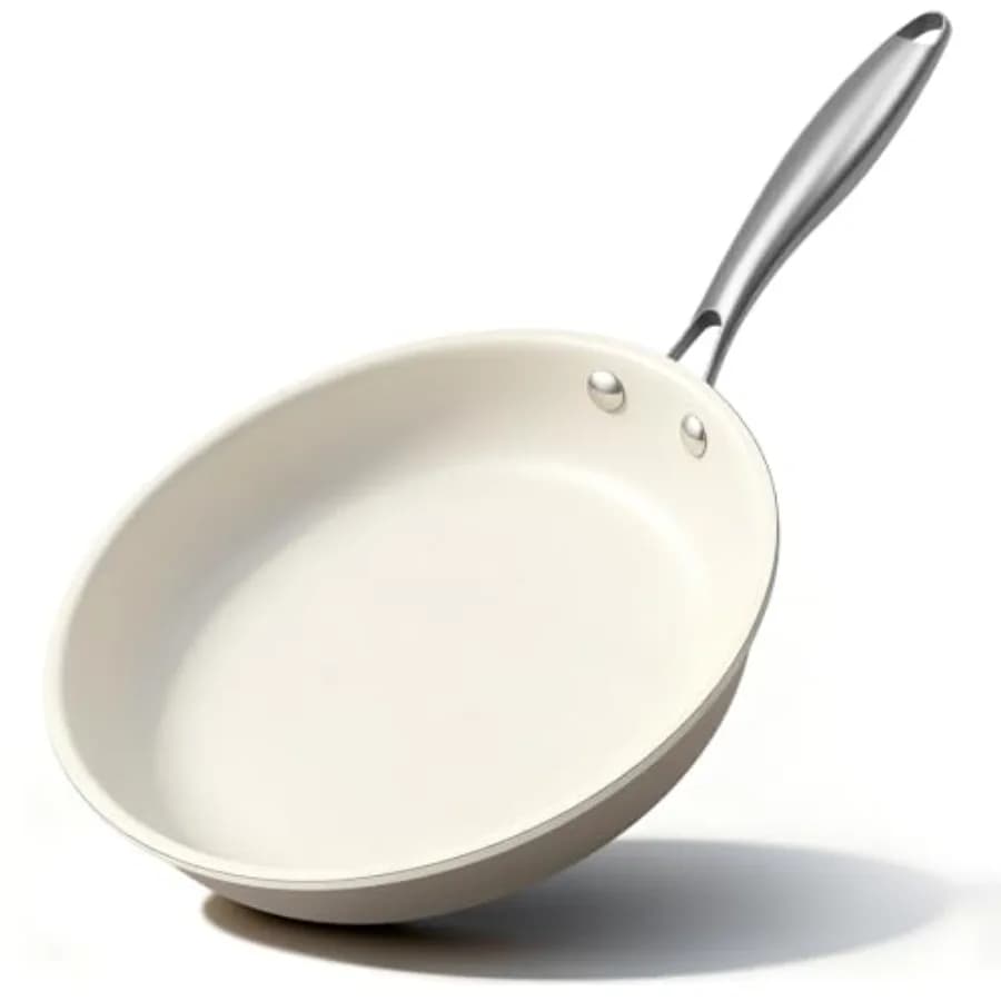 Padella Antiaderente in Ceramica - Senza PFAS, Non Tossica, Adatta al Forno e all'Induzione, Utensile da Cucina in Alluminio con Acciaio Inossidabile