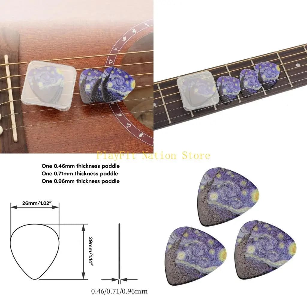 242F Plettro per chitarra acustica folk da 3 pezzi Creativo colorato stellato Sostituzione del plettro per chitarra