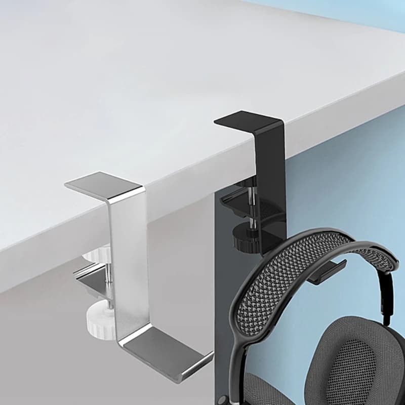 Gancio porta auricolari in metallo sotto la scrivania supporto per cuffie gancio per cuffie con morsetto regolabile universale