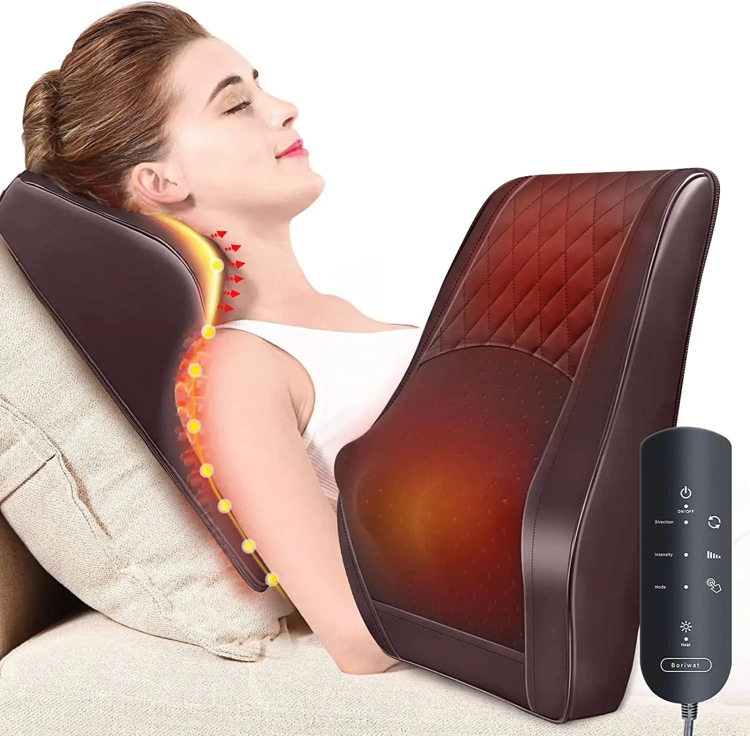 Heated Shiatsu Massage Pillow for Neck, Back, Shoulder & Leg Pain Relief - Relax at Home, Office or Car