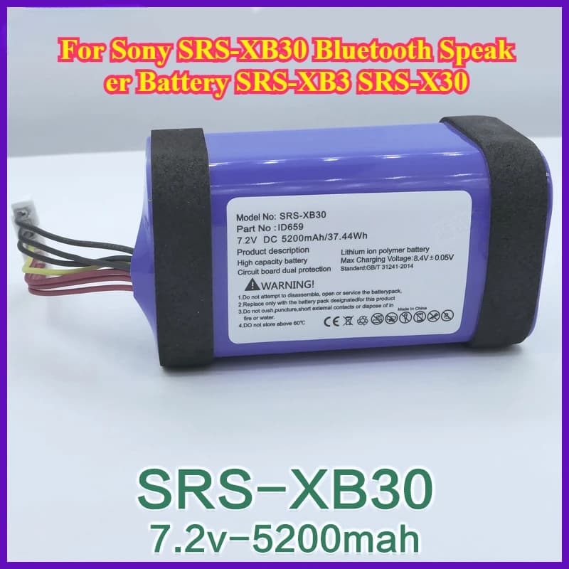 Nuova batteria agli ioni di litio da 7,4 V 5200 mAh per Sony SRS-XB30 Batteria per altoparlante Bluetooth SRS-XB3 SRS-X30 Batteria