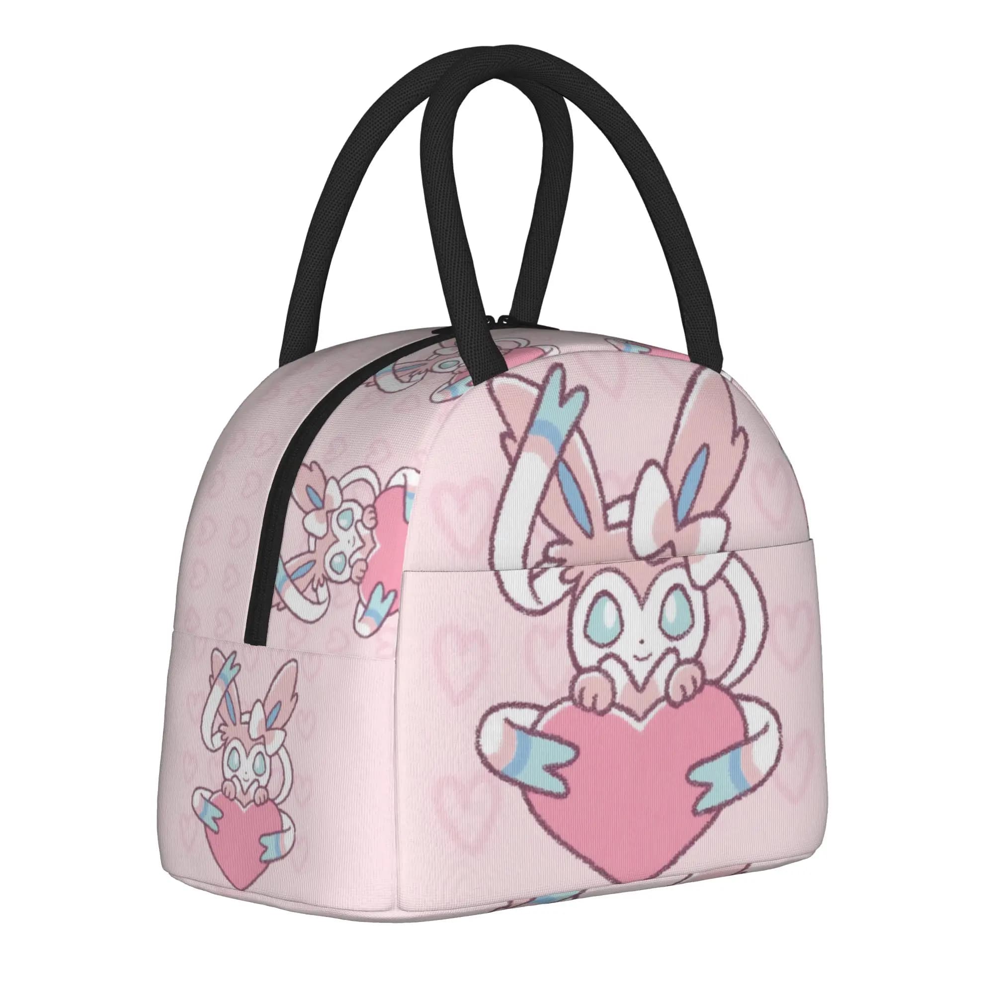Eevees Sylveons Insulated Lunch Bag Thermal Bag Reusable,Meal Container Poke-Mon Cartoon Leakproof Tote Lunch Box Food Handbags