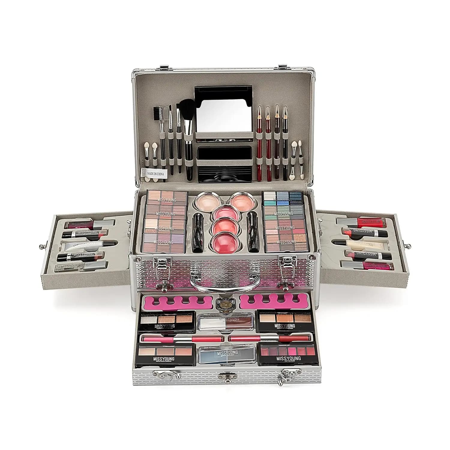 Complete Makeup Kit for Women's Days with Umbrella, Lipstick, Blush, Fondotinta, Correttore, Cypria, Mascara and Brushes