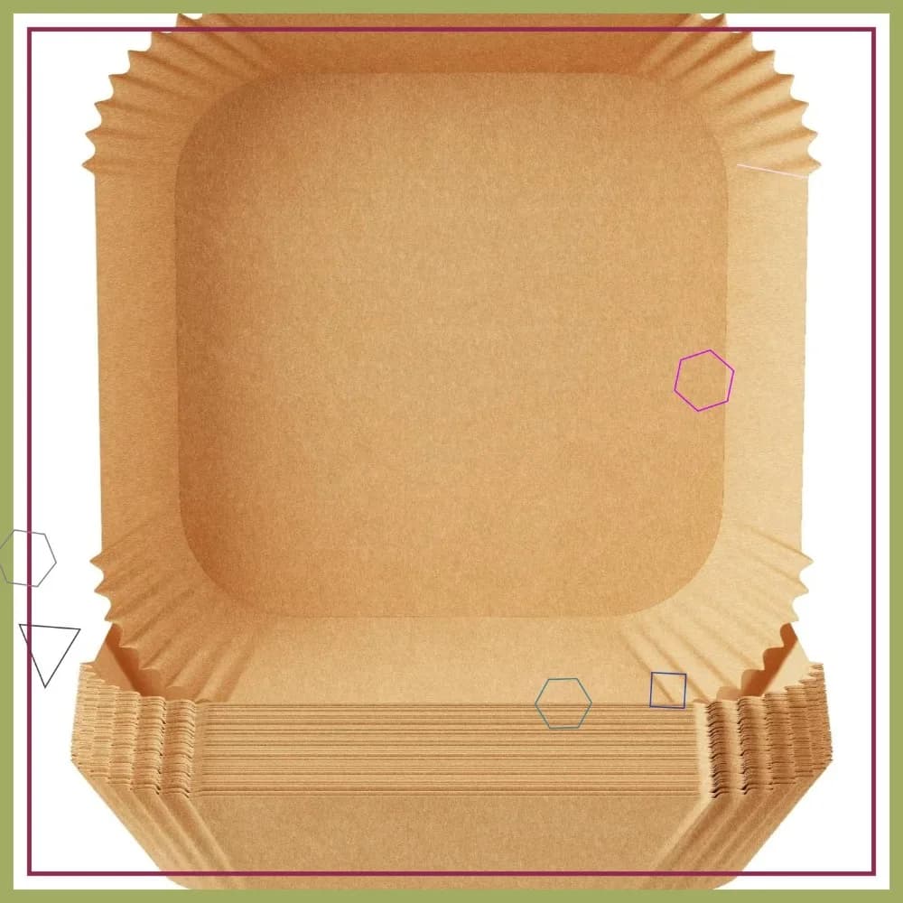 100 Pezzi di Carta da Forno per Friggitrice ad Aria, Fogli Quadrati da 8 Pollici, Usa e Getta Antiaderente e Resistente all'Olio per 5-8 QT