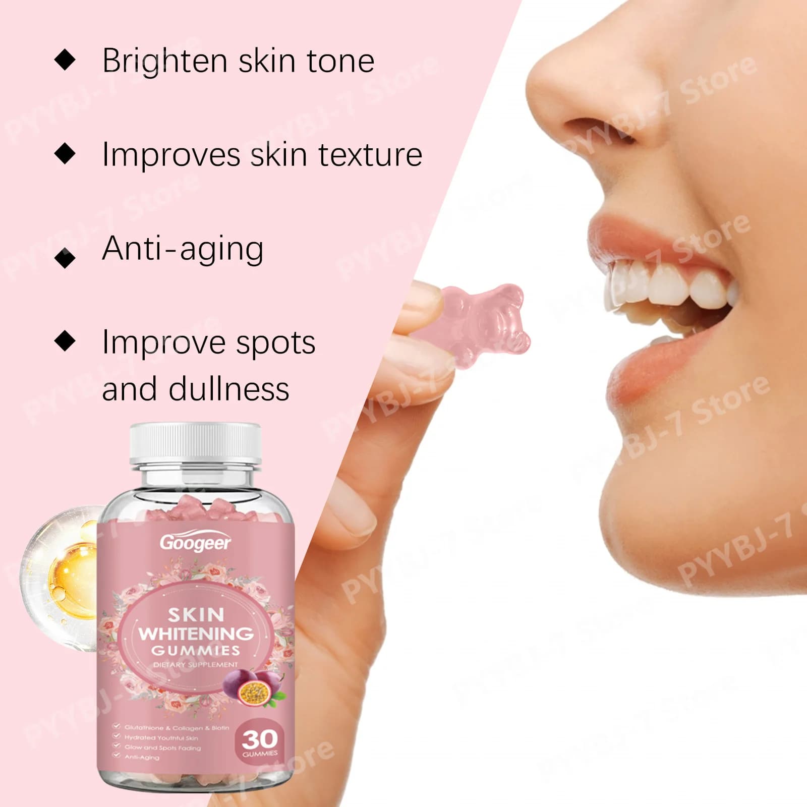 Glutathione Collagen Vitamin C Gummies 30 Count, Antioxidant Support, Skin Wellness Supplement, Daily Gummies for Women