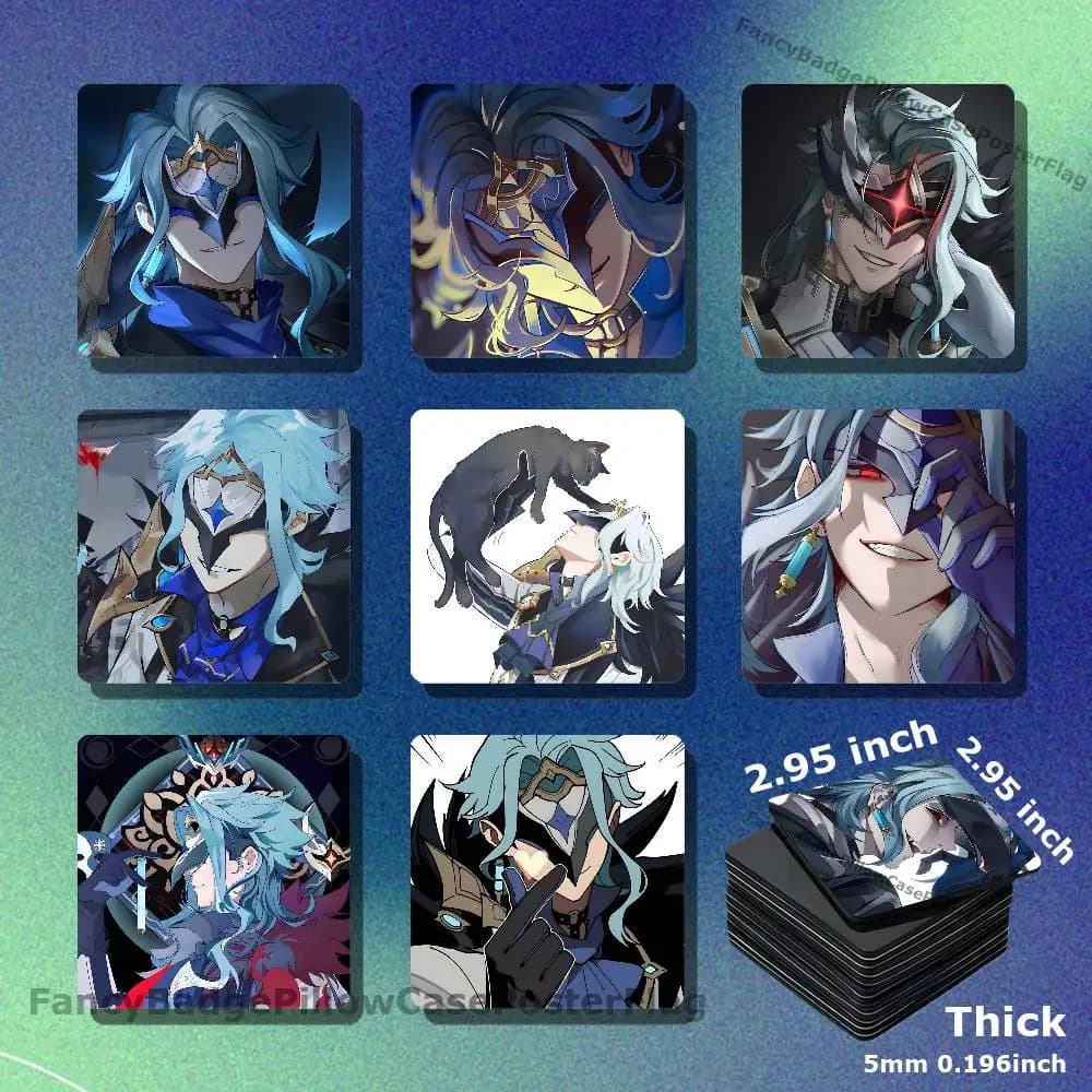 Dottore G-Genshin Impact Acrylic Refrigerator Magnets Square Tiles with Magnetic Sheets for Home Decoration