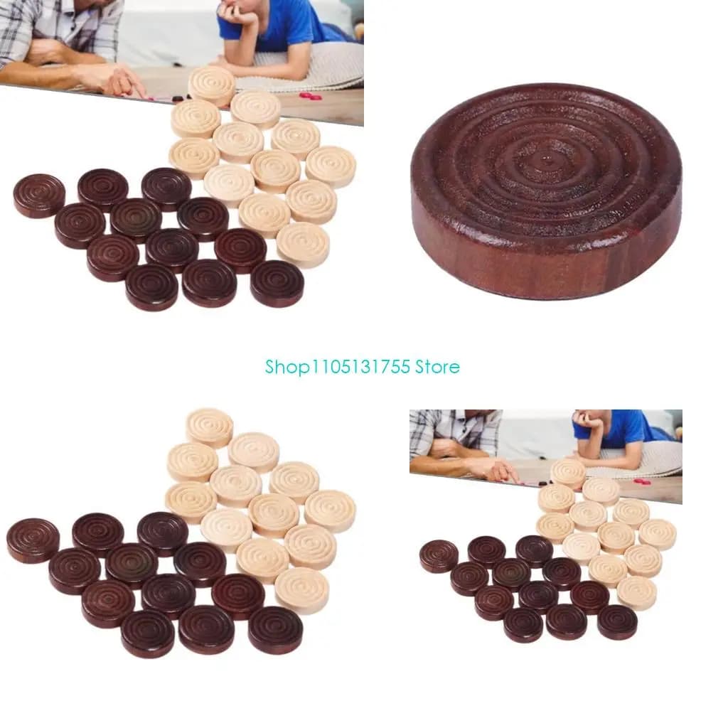 K0EF 24 Pezzi Backgammon in Legno, Set Pezzi Dama in Legno Chip da Tavolo per Giochi da Tavolo