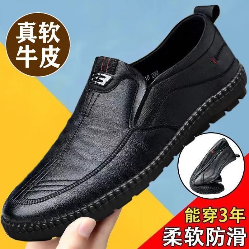 Mens PU Leather Loafers Non Slip Walking Flats Breathable Outdoor Slip on Casual Shoes for Male Work Office Driving Sneakers