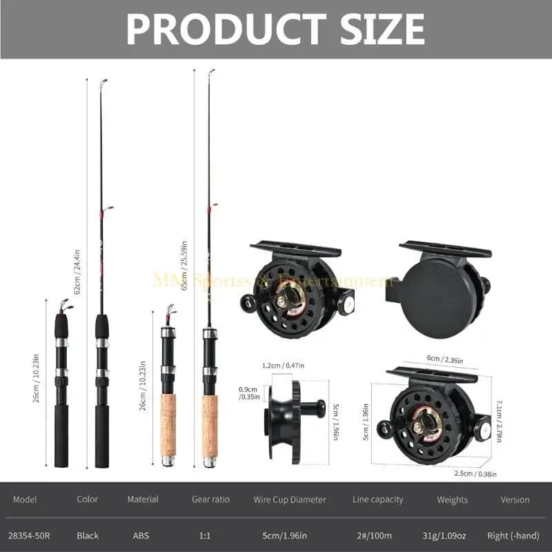 31Be 1 set canne da pesca con bobina pesca corto Mini ghiaccio all'aperto invernale