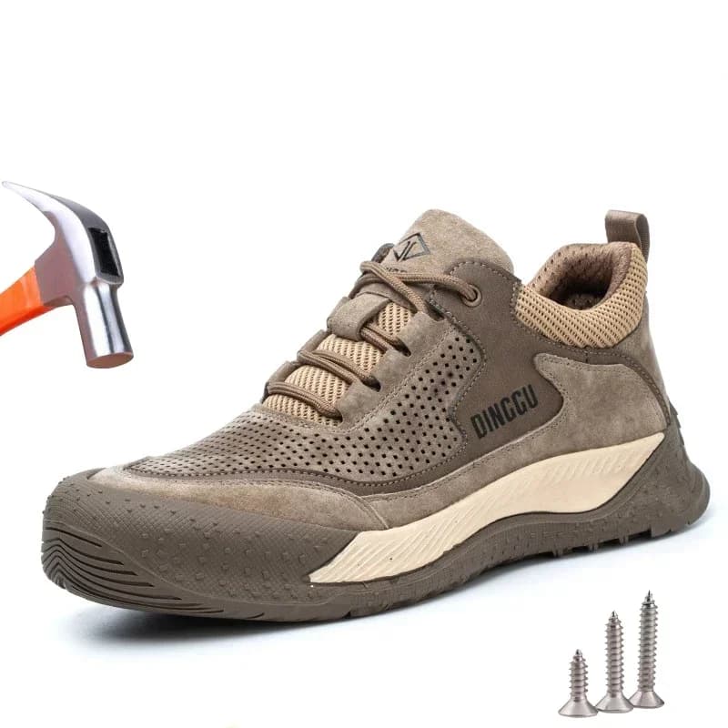 Scarpe da uomo con punta in acciaio Scarpe da lavoro traspiranti da uomo Scarpe da ginnastica da lavoro con tomaia scavata da donna Stivali protettivi di sicurezza leggeri con punta in acciaio