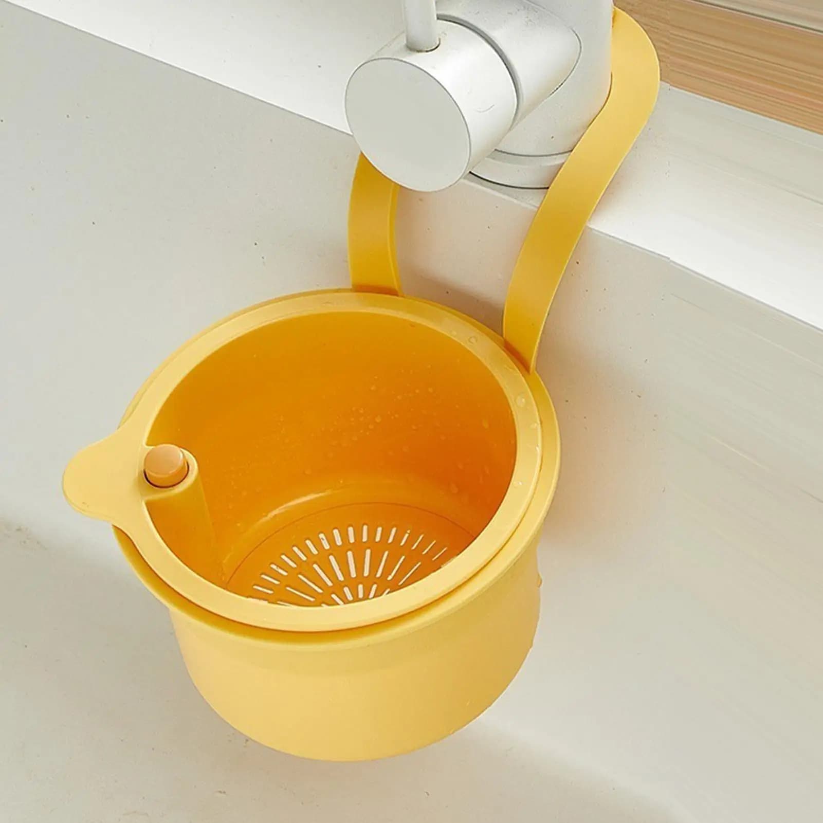 Cestello Scolapiatti da Lavello, Cesto Filtro Sospeso per Lavello, Raccoglitore di Rifiuti Alimentari Autopulente per Lavello, Supporto per Lavello da Cucina