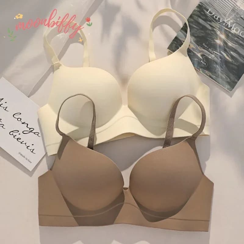 Le donne hanno raccolto la biancheria senza cuciture reggiseno Push Up solido seno piccolo senza fili un pezzo addensato confortevole Anti cedimento invisibile