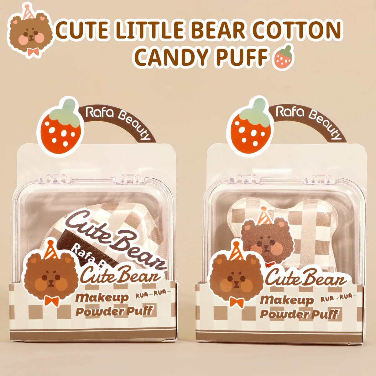 Nice bear shaped applicator, soft texture, full cover foundation, usable both dry and humid, with transparent box, easy to carry on the journey.