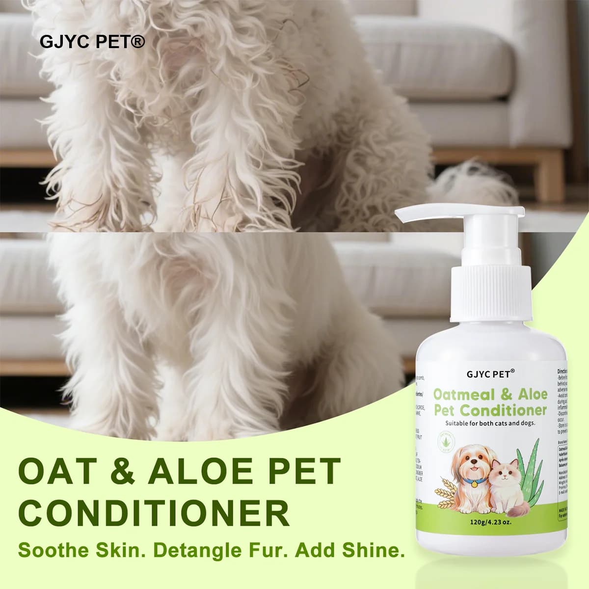 Balsamo per Animali Domestici per Cani e Gatti con Pelle Sensibile, Formula Naturale Idratante Districante con Avena e Aloe per un Pelo Morbido e Lucente, Profumo a Lunga Durata
