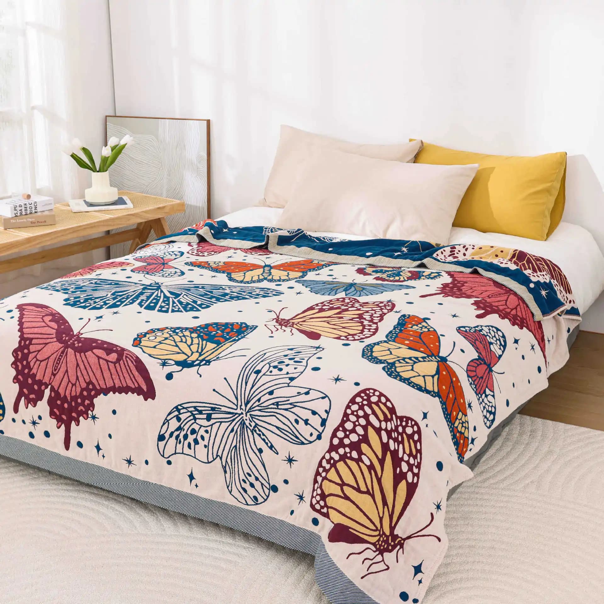 Cotton gauze towel quilt cotton thin air conditioning cover blanket office nap leisure blanket bed with camping blanket