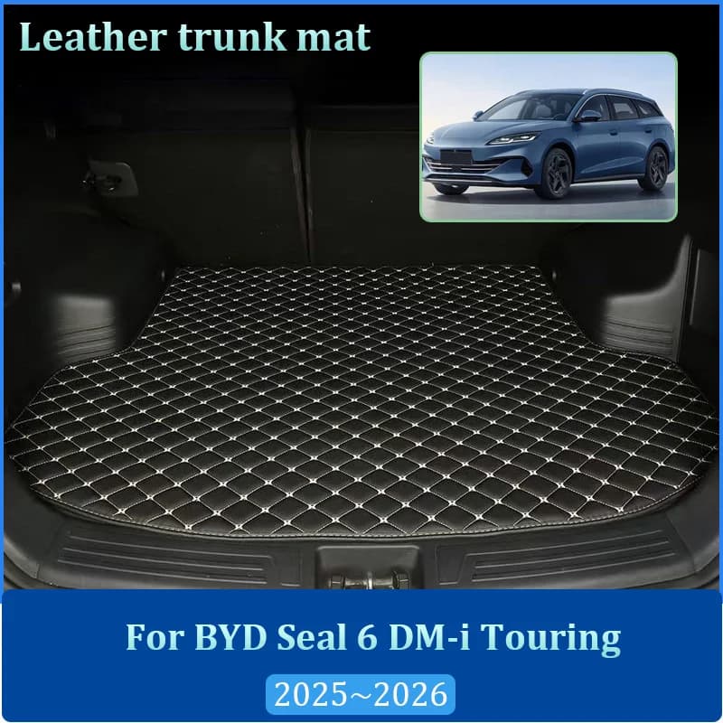 For BYD Seal 6 DM-i Touring 2025 2026 Leather Car Trunk Mats Easy Clean Storage Liner Rug Boot Carpet Pad Interior Accessories