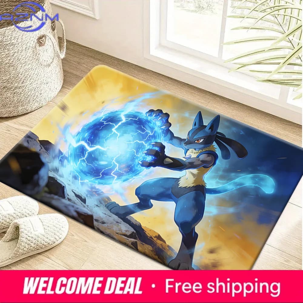 Tappetino antiscivolo con stampa Pokemon Lucario Aura Sphere Attack