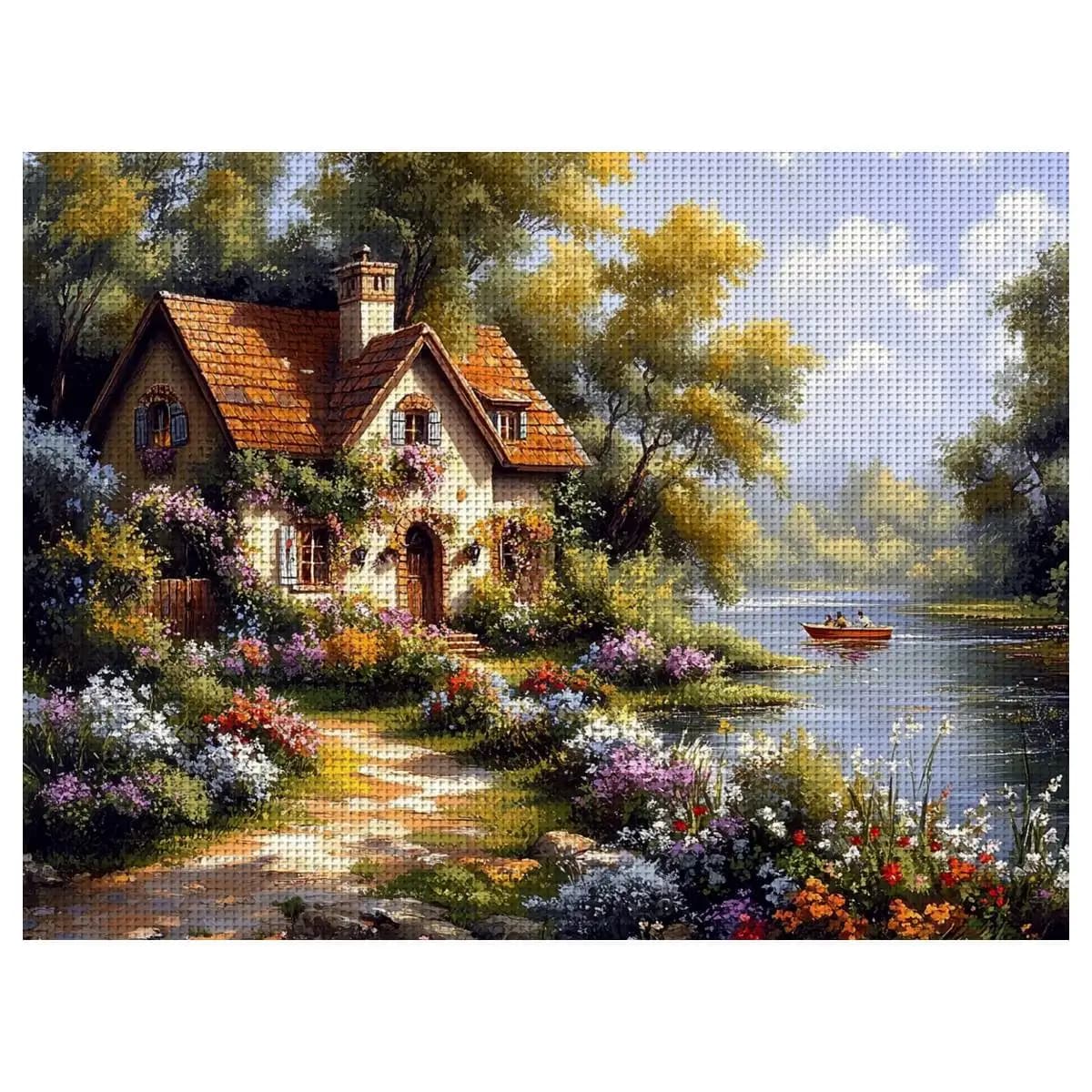 1pc 30X40CM/11.8*15.74inch Mountain cottage Stamped Cross Stitch Kit DIY Kit 11/14/16CT DIY Embroidered Set DIY Cross-Stitch Set