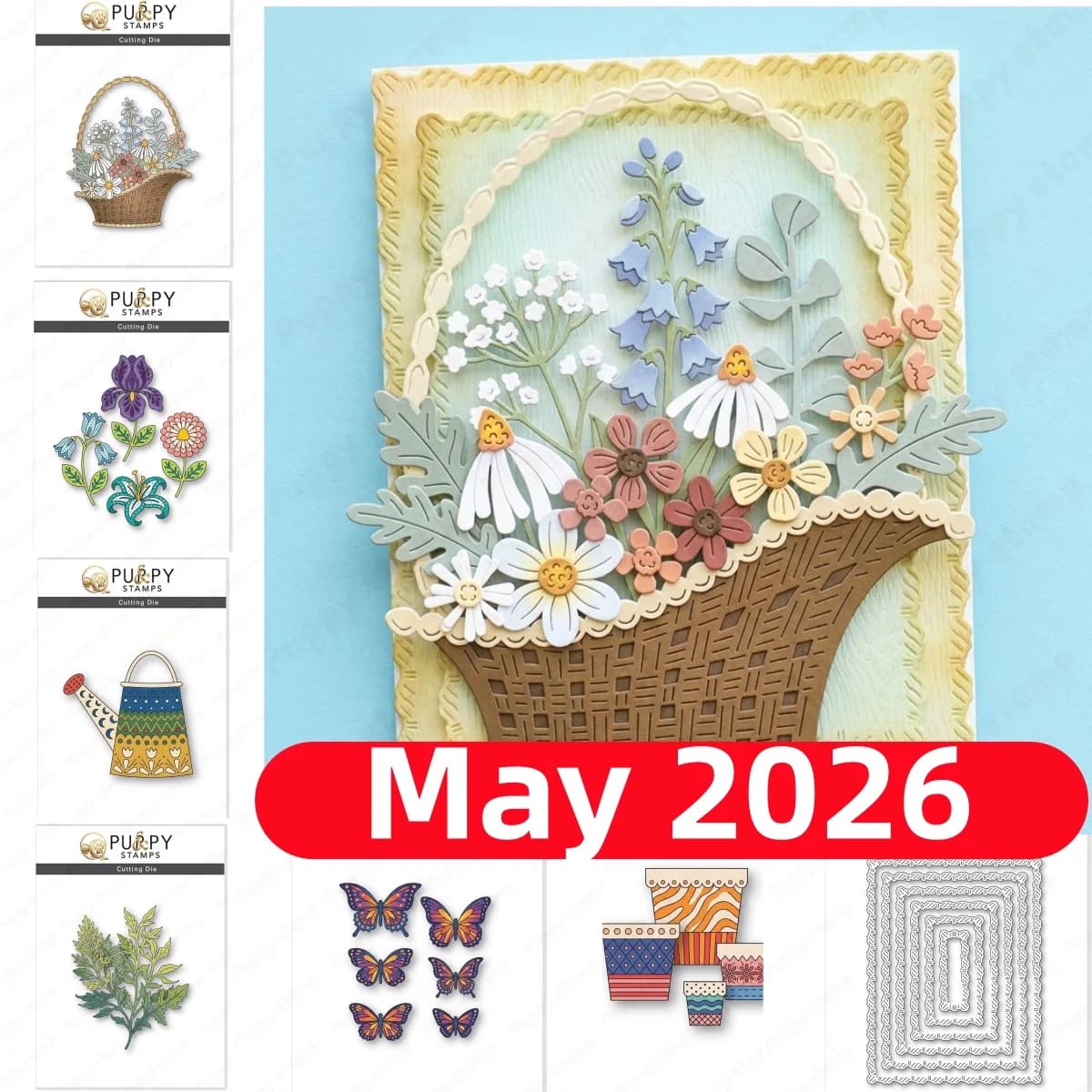 May 2026 Garden Watering Can Flower Basket Metal Cutting Dies for DIY Making Card Scrapbook Embossed Craft Template Decoration