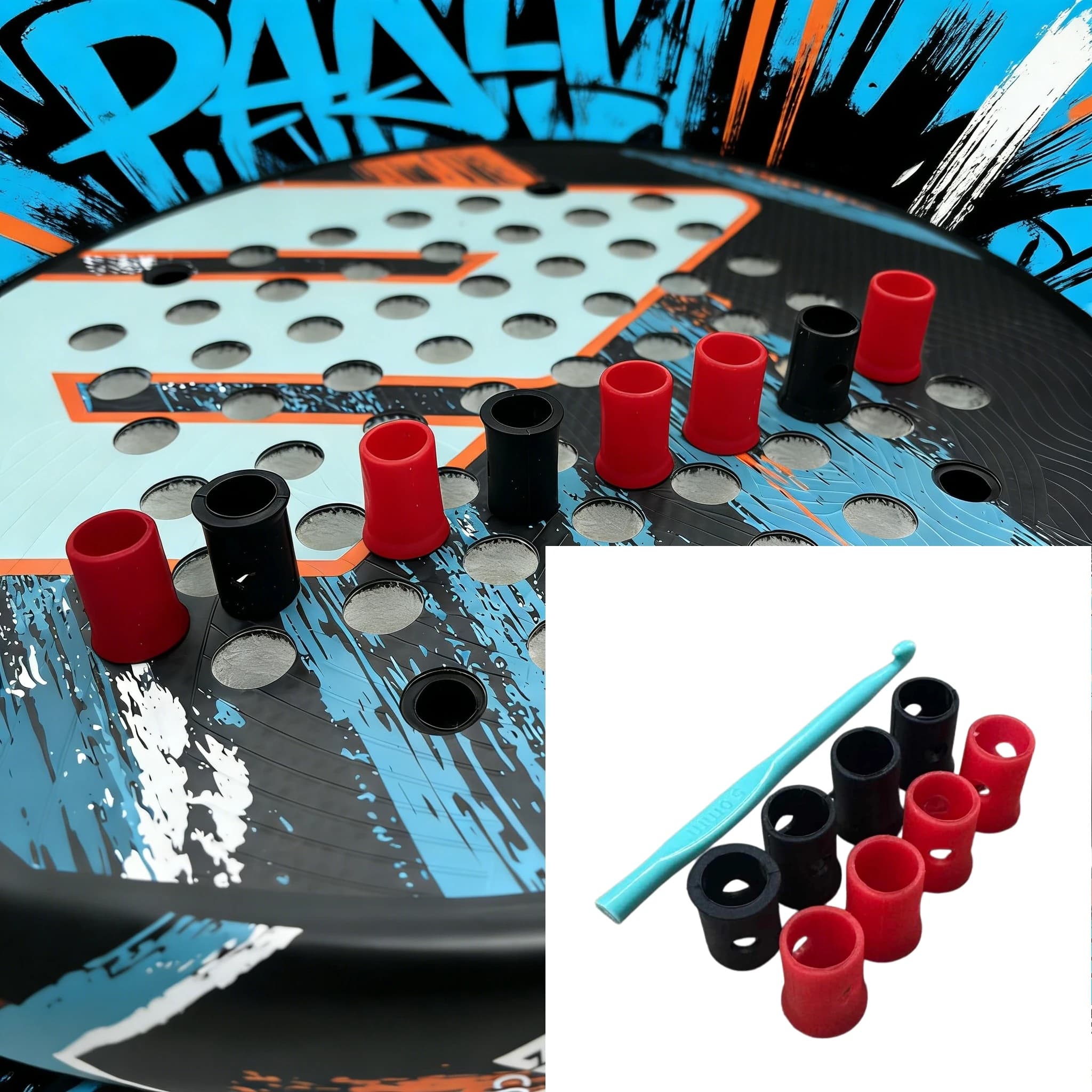 8 pieces of vibration shock absorbers for tennis rackets, black and red, soft, with shock absorption, light, durable, easy to install, universal for tennis