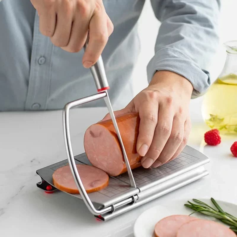 Tagliere per formaggio caldo con taglierina a filo da 5,5 pollici in acciaio inossidabile per prosciutto, salsiccia, affettatrice per formaggio, con tagliere per servire