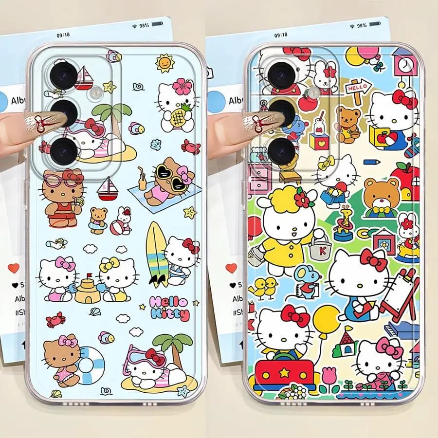 Varie Cover Trasparenti Carine Hello Kitty per Samsung Galaxy S26 Ultra S25 S24 FE S21 S23 Plus A56 A55 A54 A53 A36 A35 A33