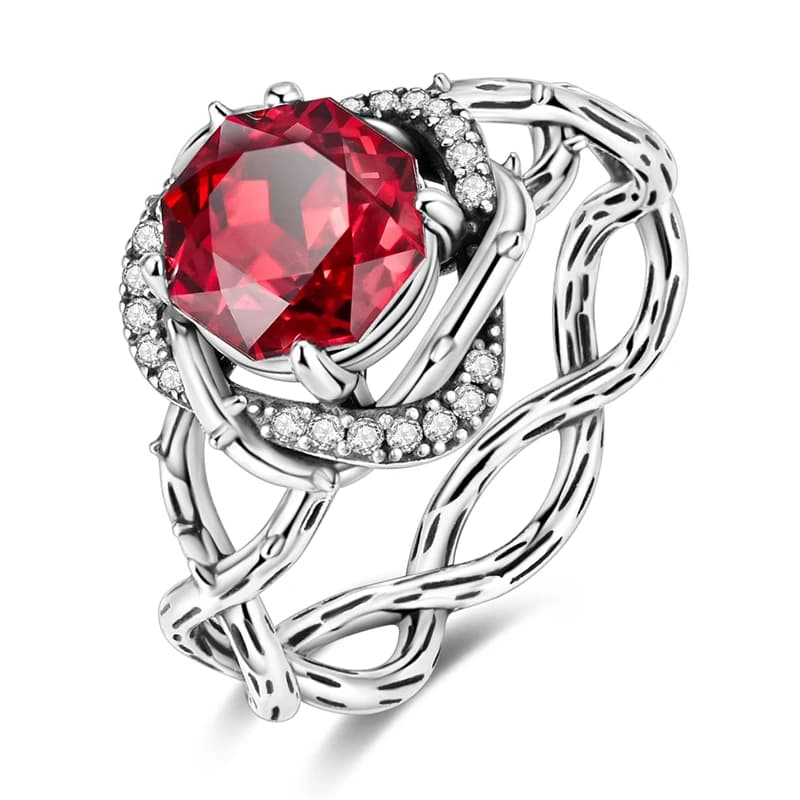 Anello placcato in argento originale Moda regalo di San Valentino Anelli da donna con zirconi rosa spine Coppia regalo di gioielli di lusso per matrimoni