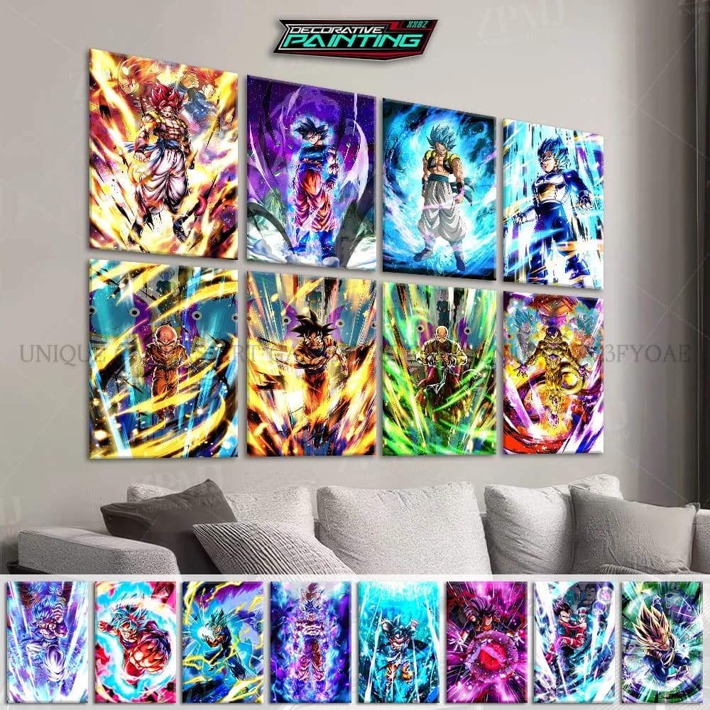 Dragon Ball Tela Painting King SSJ4 Gogeta Home Decor Image Hot Blooded Soul Print Poster For Living Wall Art No Frame