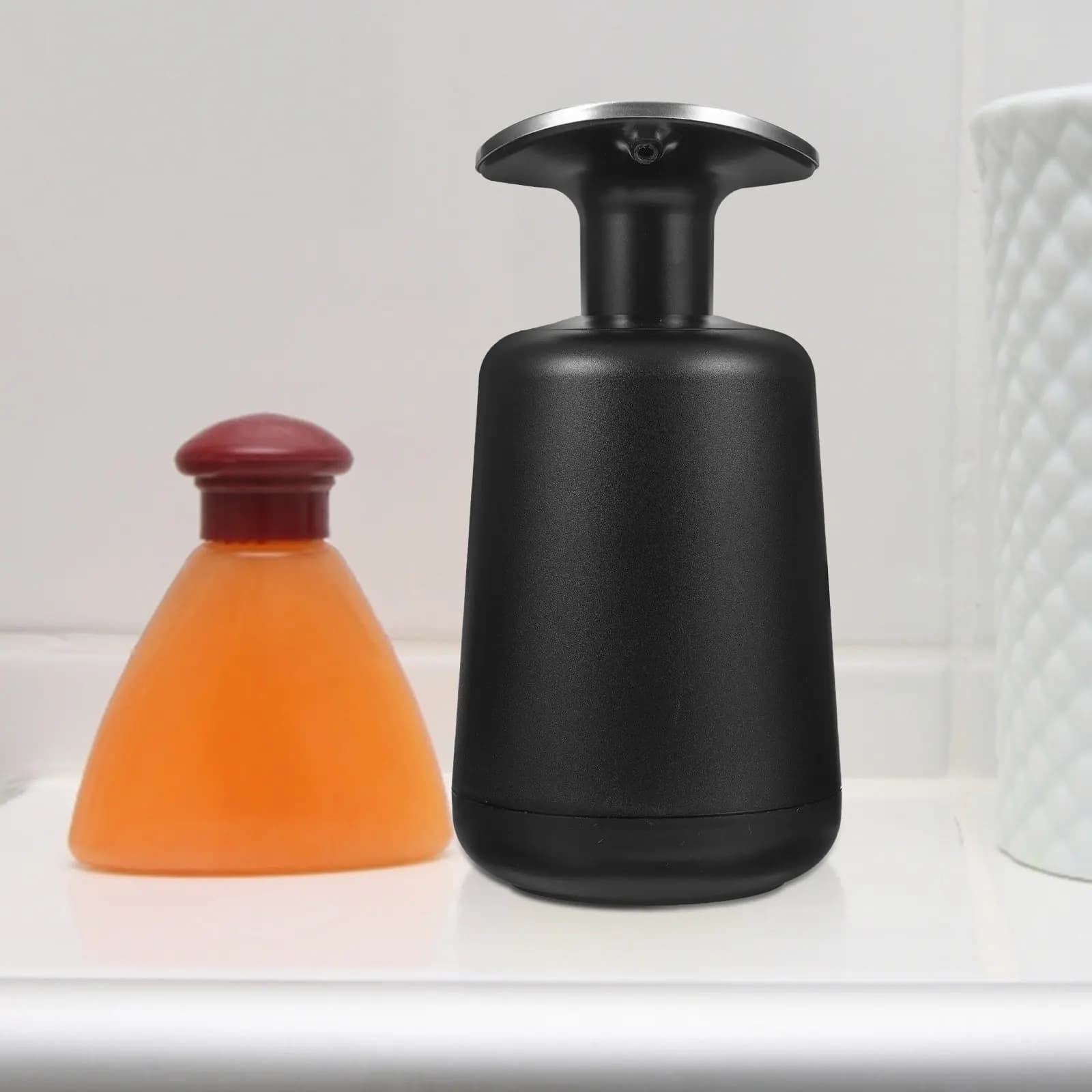 Dispenser di Sapone in Plastica Ricaricabile con Pompa a Pressione per Cucina e Bagno, per Sapone Liquido, Shampoo, Gel Doccia, Sapone alla Bava di Lumaca
