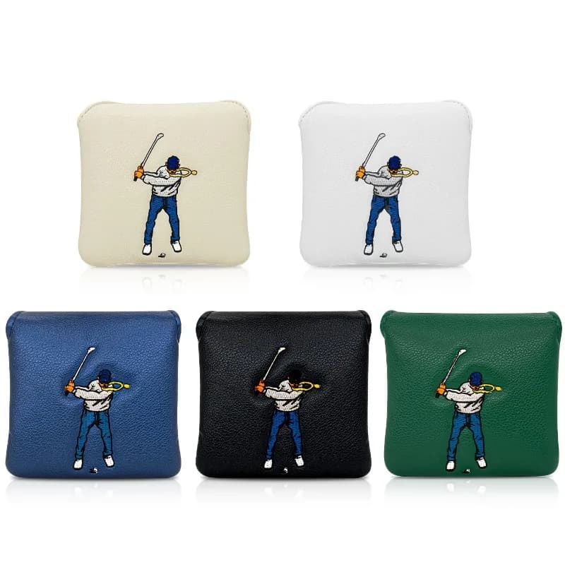 Copri testa a spinta quadrata con silhouette da golf, materiale sintetico resistente, opzioni multiple di colore, accessori da golf