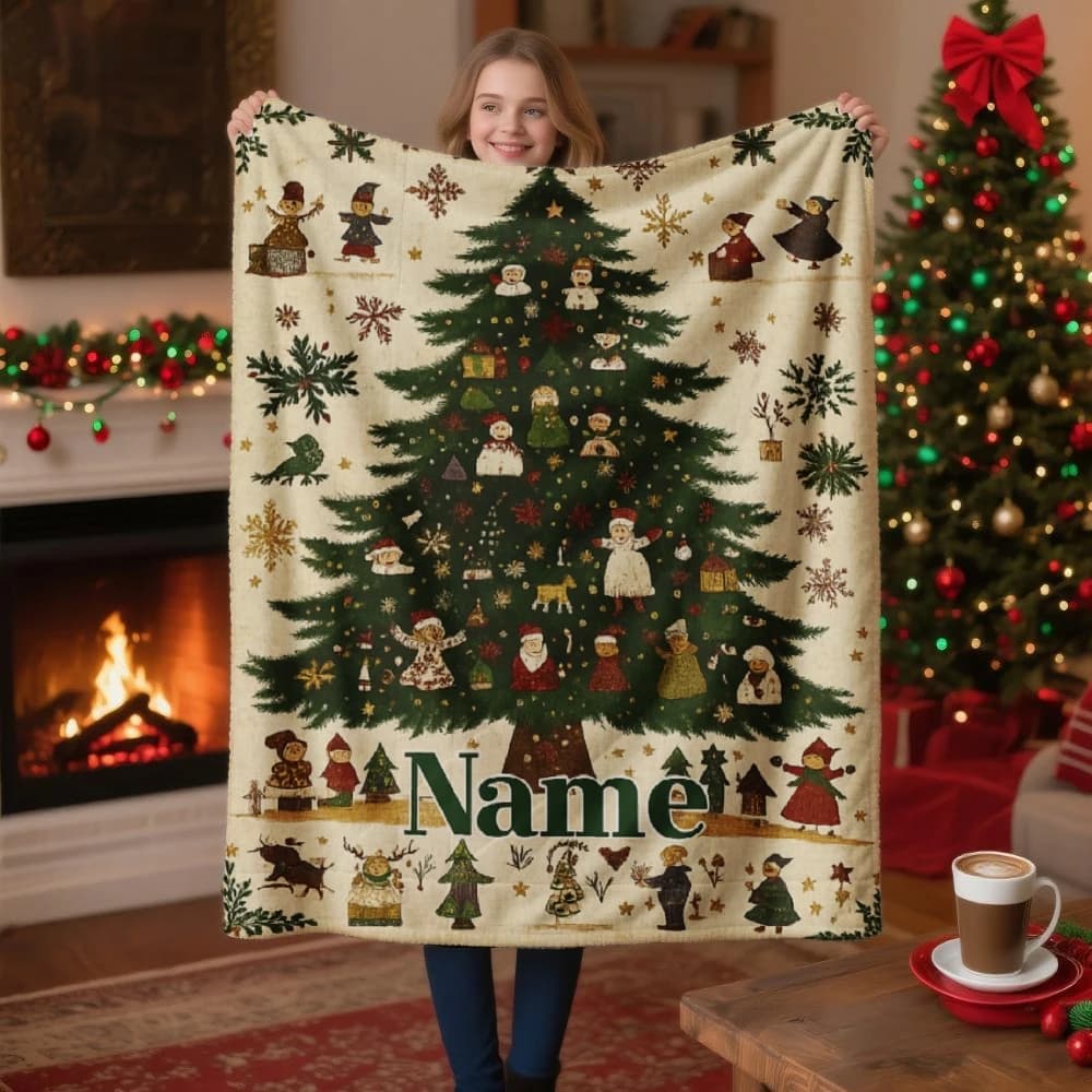Personalized Christmas Blanket Custom with Photo/Text - 280gsm Soft Flannel All-Season Lightweight Throw - Machine Washable Cozy