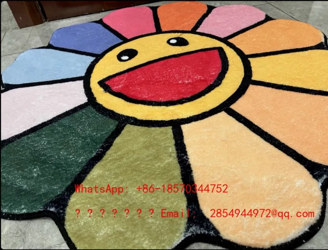 Tappeto Rotondo Girasole 2026, Stile Dopamina Colorato, Tappetino Irregolare per Soggiorno e Camera da Letto