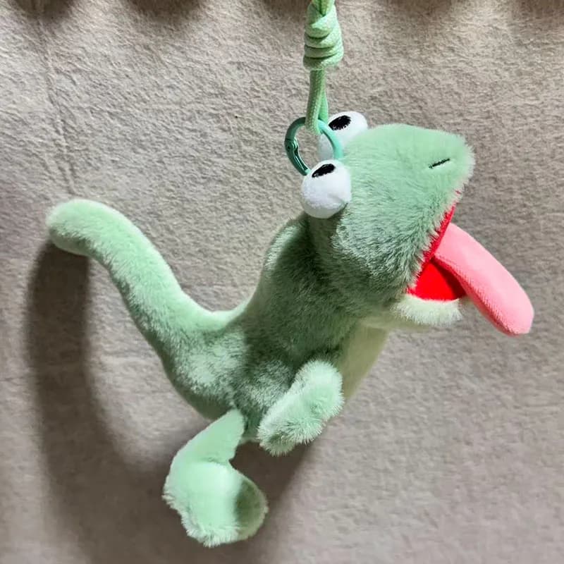 Portachiavi Peluche Rana Verde con Lingua Fuori, Morbido Animale Imbottito, Ciondolo Carino per Borsa, Zaino, Auto, Regalo per Bambini