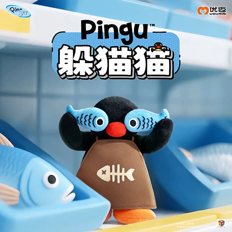 Genuino Pingu Pinguino Famiglia Nascondino Serie di Gatti Cieco Ciondolo Scatola Kawaii Pingu Scatola Sorpressa Figurine Ragazze Regali di Festa
