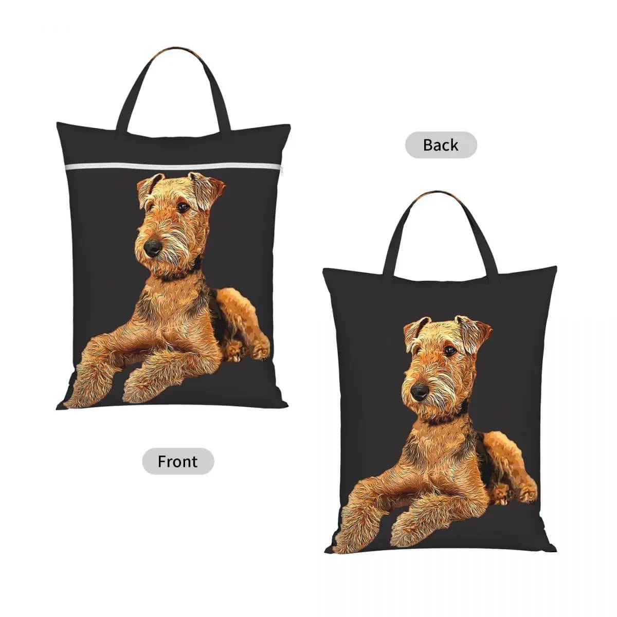 Airedale Terrier Beautiful Dog Travel Laundry Bag Waterproof Reusable Dirty Clothes Pouch Gym Yoga Vacation Washing Basket