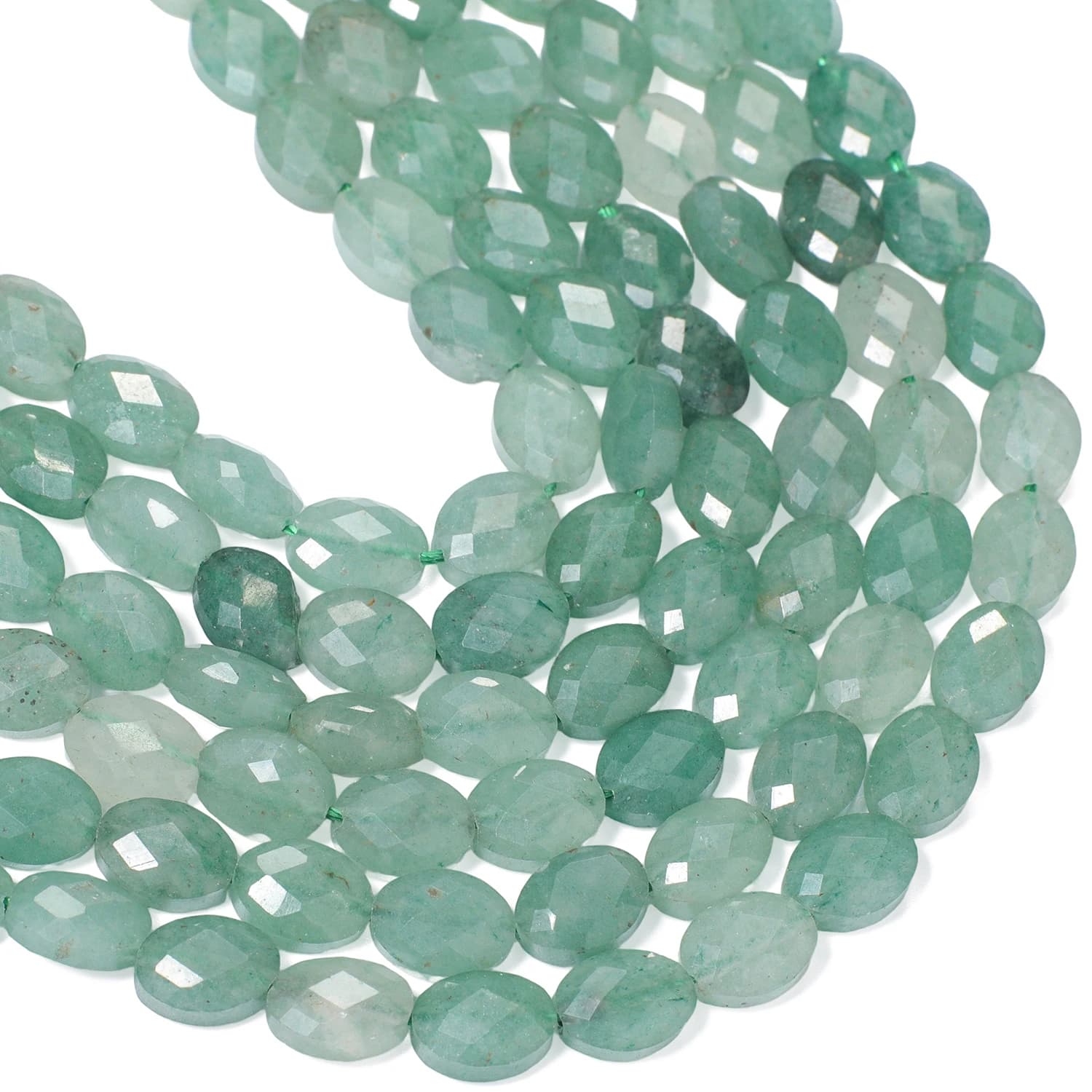 Natural Green Aventurine Stone Beads 6x8mm Flat Oval Shape Faceted Beads for Jewelry Making DIY Bracelets Accessories