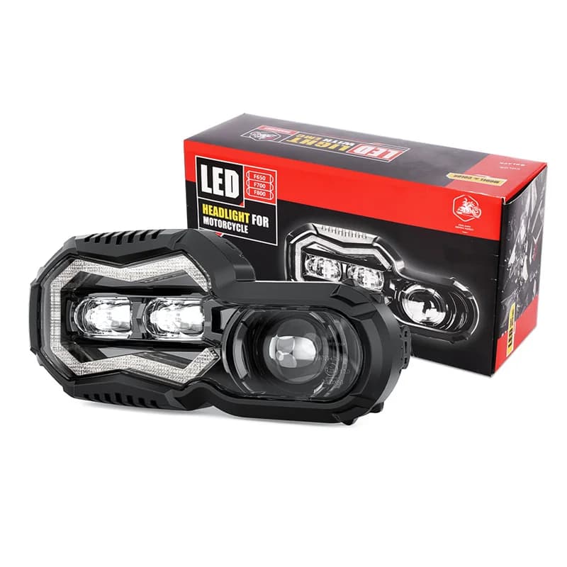 Fari LED per moto approvati E-mark Luce DRL alta e bassa per BMW F650GS F700GS F800GS ADV F800R Faro per moto