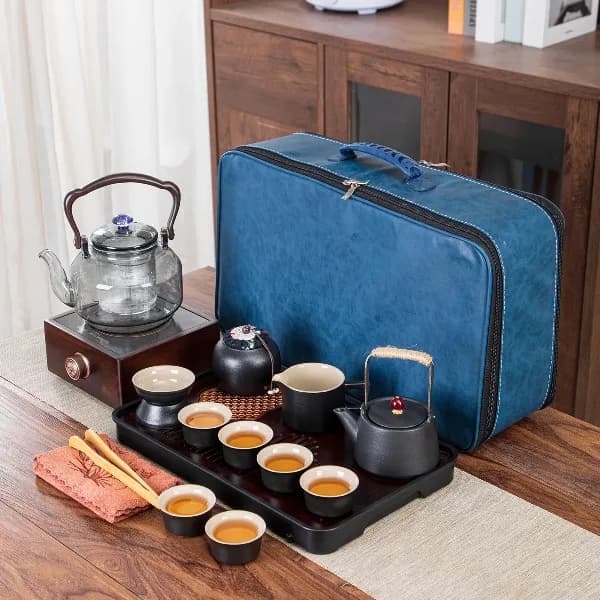 New Portable Travel Tea Set, Outdoor Car Electric For Kettle & Gongfu Set, Home Wellness Pot