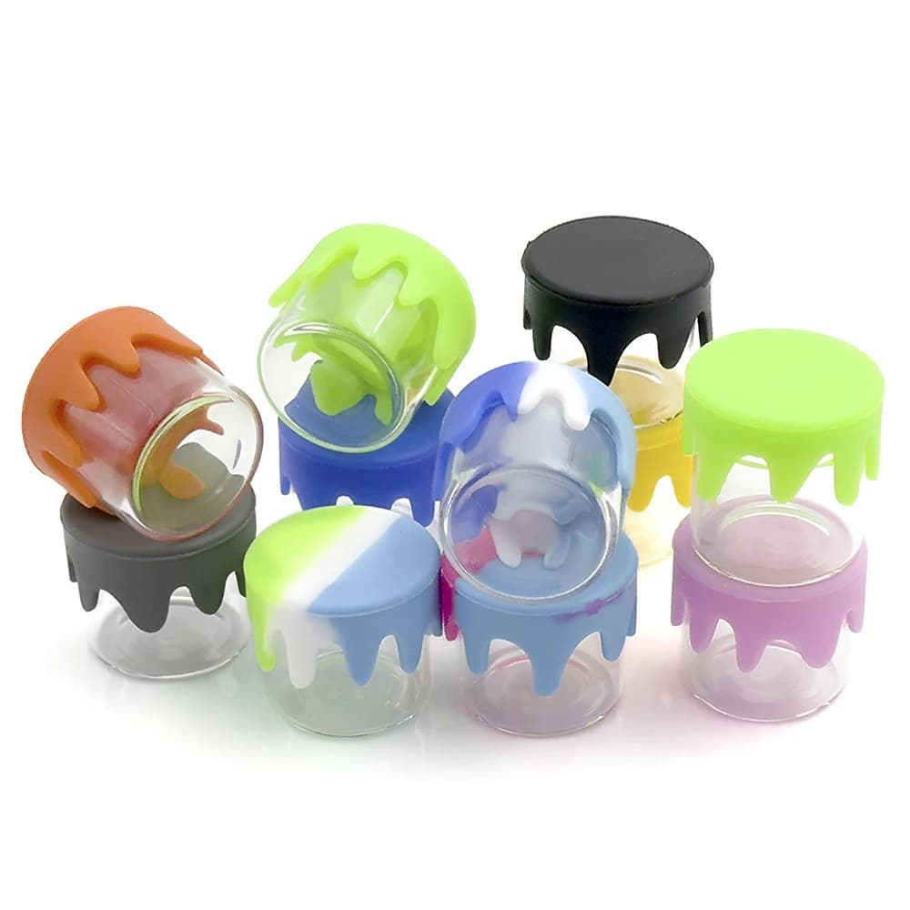 5 vasetti di vetro piccoli da 6 ml con coperchi in silicone Contenitori da cucina per salve di spezie, olio di cera