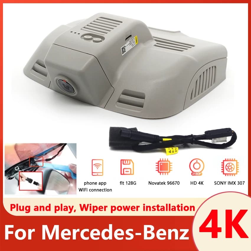4K 2160P Dash Cam Car Camera Recorder WIFI Car Dvr for Mercedes-Benz class E W212 W207 C207 C200 E200 E230 E300 E350 12-15