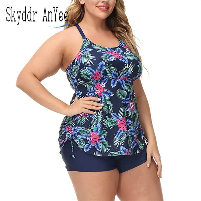 Women's Swimwear 2024 New Printed 2 Pieces Tankini Swimwear Tummy Control High Waist Plus Size Clothing Women Swimwear Sports Swimwear
